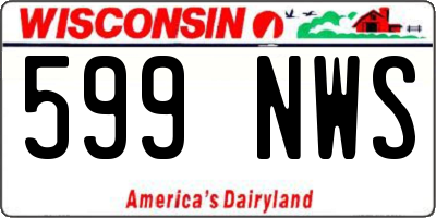 WI license plate 599NWS