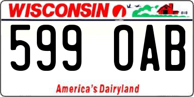 WI license plate 599OAB
