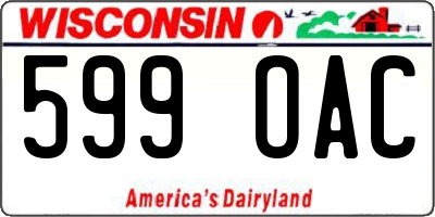 WI license plate 599OAC