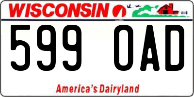 WI license plate 599OAD