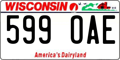 WI license plate 599OAE