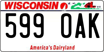 WI license plate 599OAK