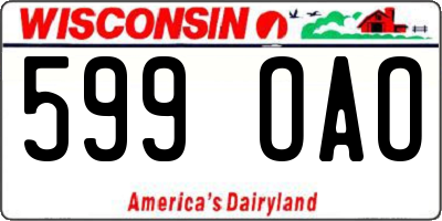 WI license plate 599OAO