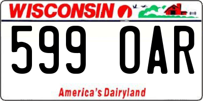WI license plate 599OAR