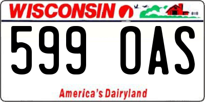 WI license plate 599OAS