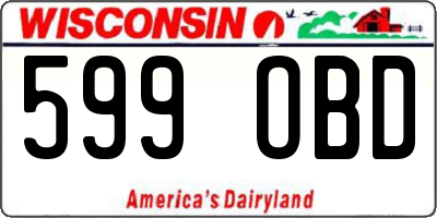 WI license plate 599OBD