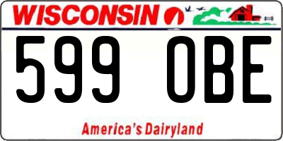 WI license plate 599OBE