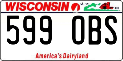 WI license plate 599OBS