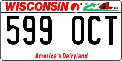 WI license plate 599OCT