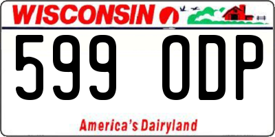 WI license plate 599ODP