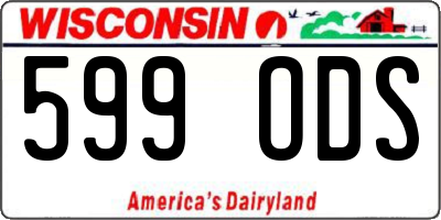 WI license plate 599ODS