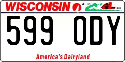 WI license plate 599ODY
