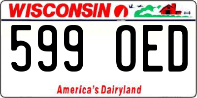 WI license plate 599OED