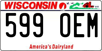 WI license plate 599OEM
