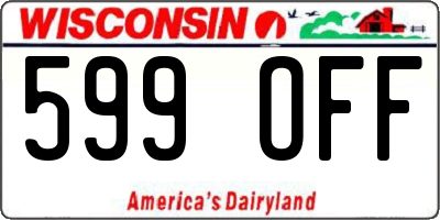 WI license plate 599OFF