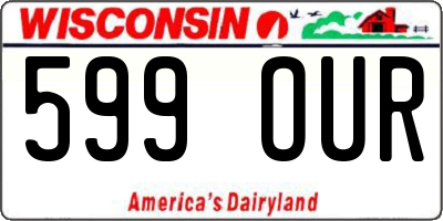WI license plate 599OUR