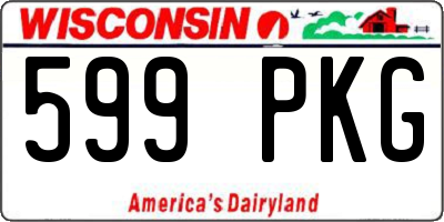 WI license plate 599PKG