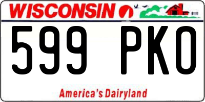 WI license plate 599PKO