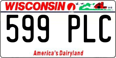 WI license plate 599PLC