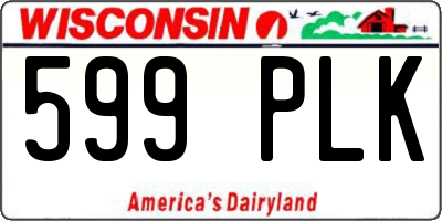 WI license plate 599PLK