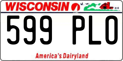 WI license plate 599PLO