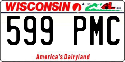 WI license plate 599PMC