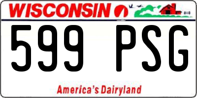 WI license plate 599PSG