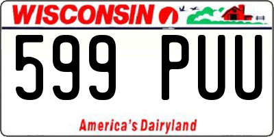 WI license plate 599PUU