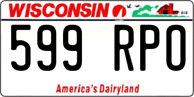 WI license plate 599RPO