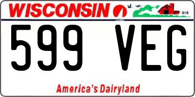 WI license plate 599VEG