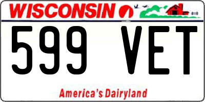 WI license plate 599VET