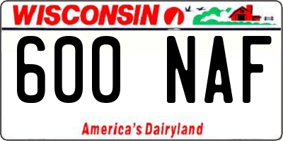 WI license plate 600NAF