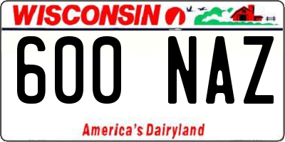 WI license plate 600NAZ