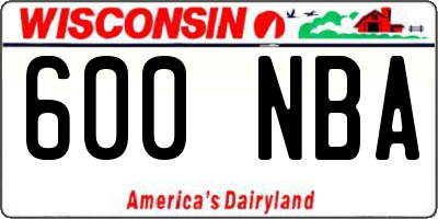 WI license plate 600NBA