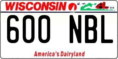WI license plate 600NBL