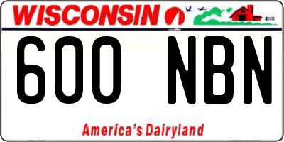 WI license plate 600NBN