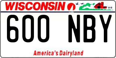 WI license plate 600NBY