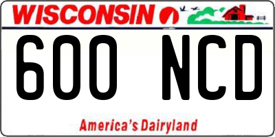 WI license plate 600NCD