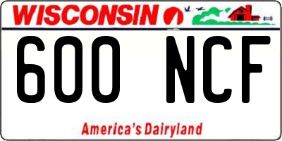 WI license plate 600NCF