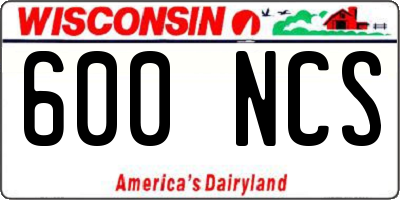 WI license plate 600NCS