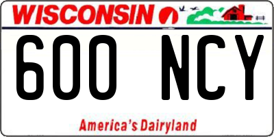 WI license plate 600NCY