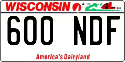 WI license plate 600NDF