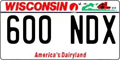 WI license plate 600NDX