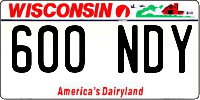 WI license plate 600NDY