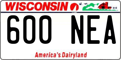 WI license plate 600NEA