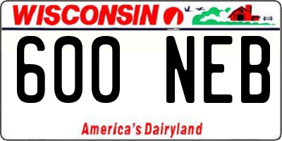 WI license plate 600NEB