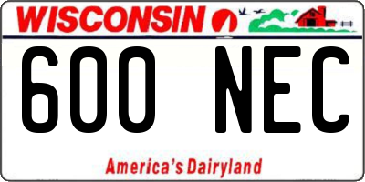 WI license plate 600NEC