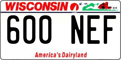 WI license plate 600NEF