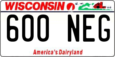 WI license plate 600NEG