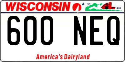 WI license plate 600NEQ
